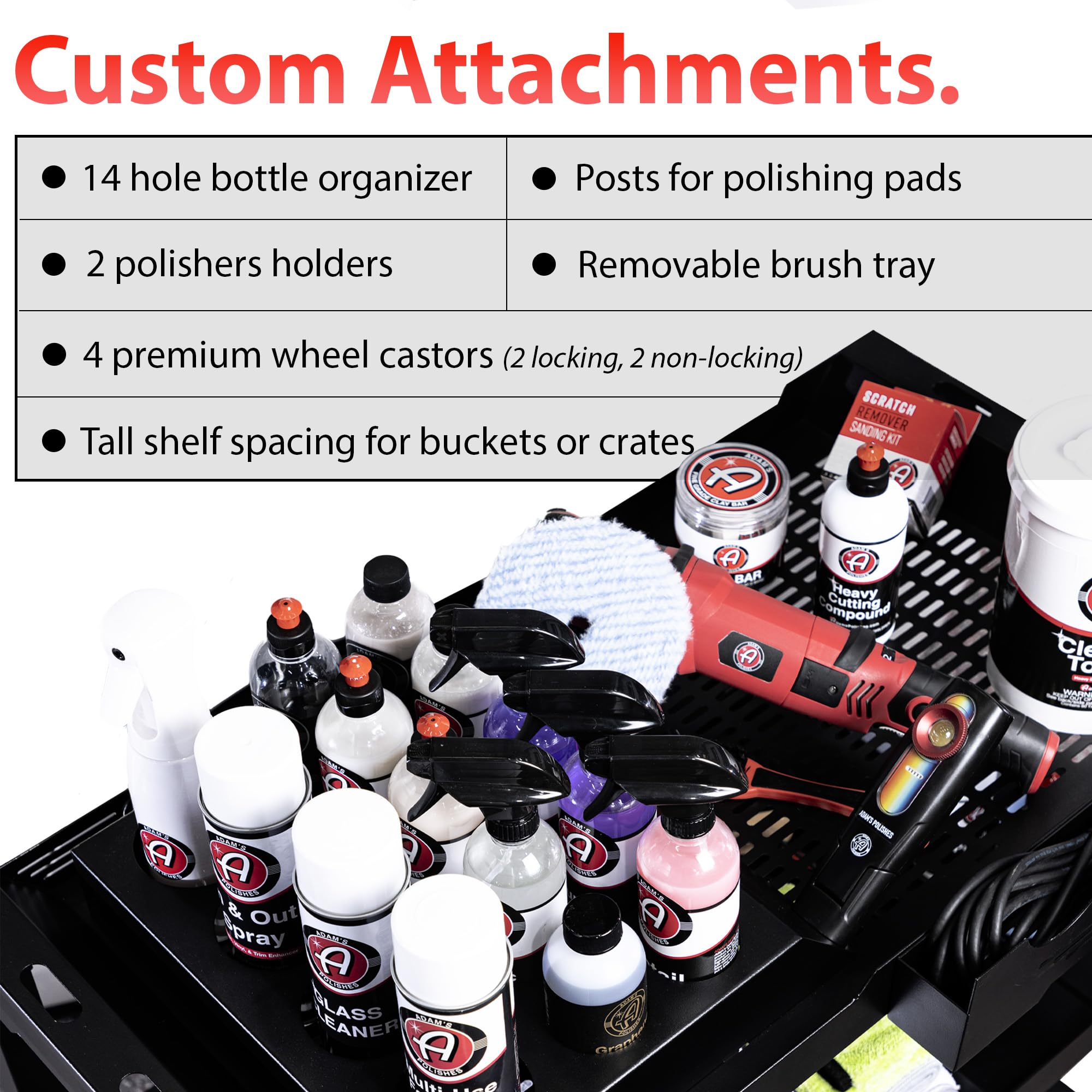 Adam's Polishes Professional Detail Cart Powder Coated Metal